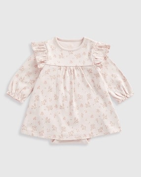 mothercare Girls My First Bunny Floral Print Cotton A-Line Dress with Frill Detail-picture-43