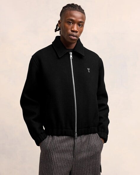 Buy Ami Paris Ami De Coeur Regular Fit Zip-Front Jacket | Black