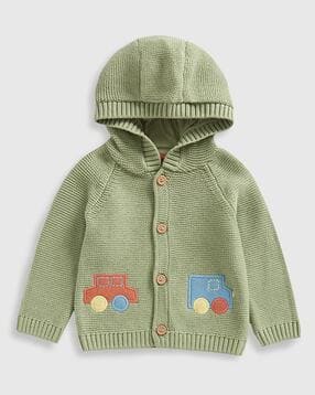 Boys Embroidered Cotton Hooded Cardigan-image-43