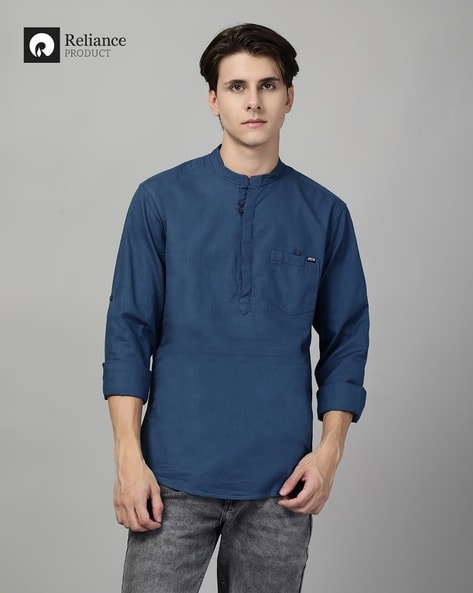 Men Slim Fit Shirt with Patch Pocket