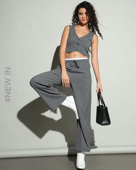 Buy Grey Trousers Pants for Women by SAM Online - Main Image