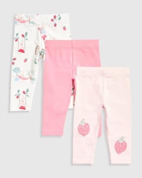 mothercare Girls Pack of 3 Printed Cotton Leggings-picture-27