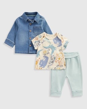 mothercare Boys Printed T-Shirt & Pants with Jacket-picture-37