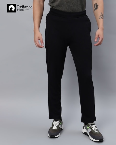 Men Straight Trackpants with Logo Print