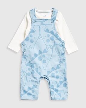 mothercare Boys Printed Cotton Dungaree with Bodysuit-picture-11