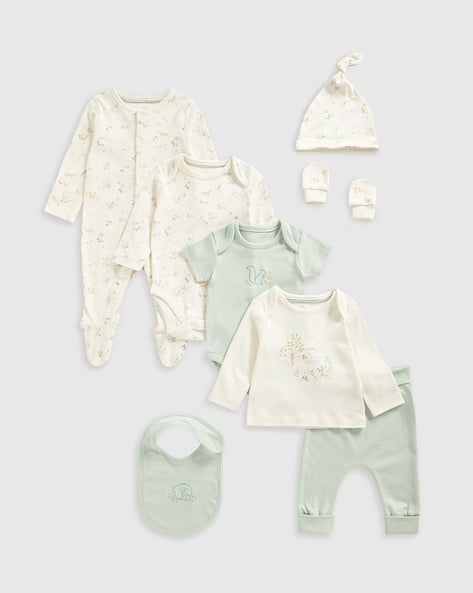 Infants My First Contemporary Woodland Cotton 8-Piece Clothing Gift Set