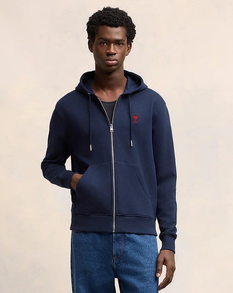 Buy Ami Paris Ami De Coeur Cotton Regular Fit Hoodie | Blue Color