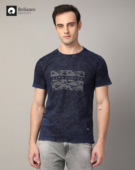 Men Printed Slim Fit Cotton Crew-Neck T-Shirt