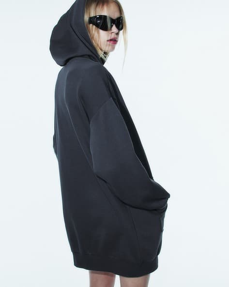 oversized hoodie dress h&m Women's Green Oversized Hooded Dress