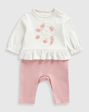 mothercare Girls My First Woodland Rompers with Floral Applique-picture-20
