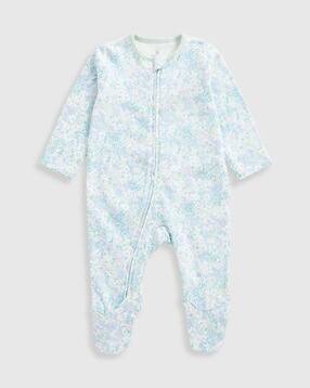 mothercare Girls Floral Print Cotton Zip-Up Sleepsuit-picture-46