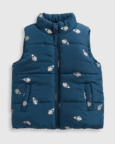 Boys Quilted Regular Fit Zip-Front Gilet