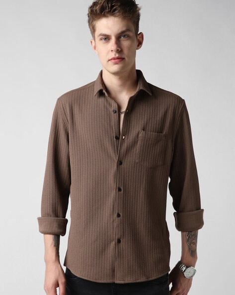 Men Self-Design Slim Fit Shirt