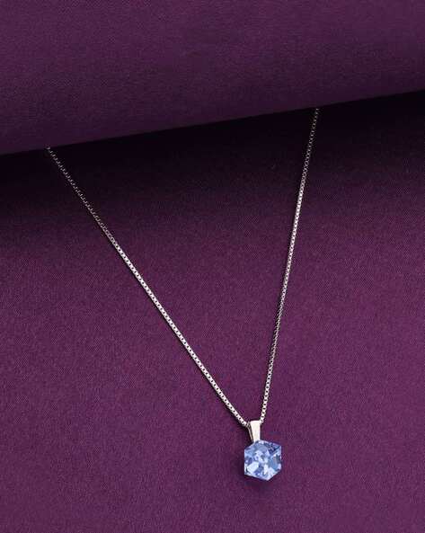 Kai Jewel Women  Sterling Silver Shiny Blue Crystal Casual Necklace