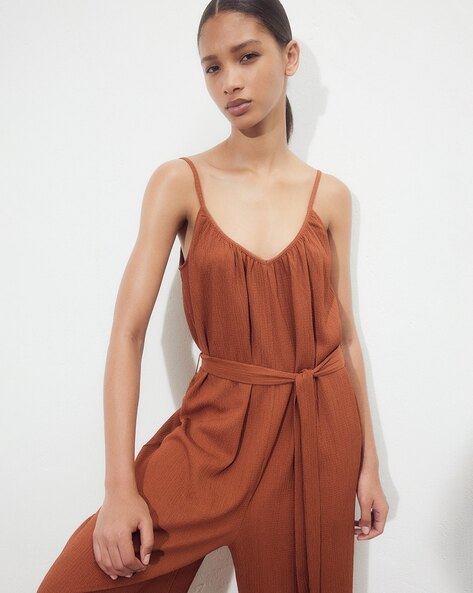 Brown jumpsuit h&m best sale