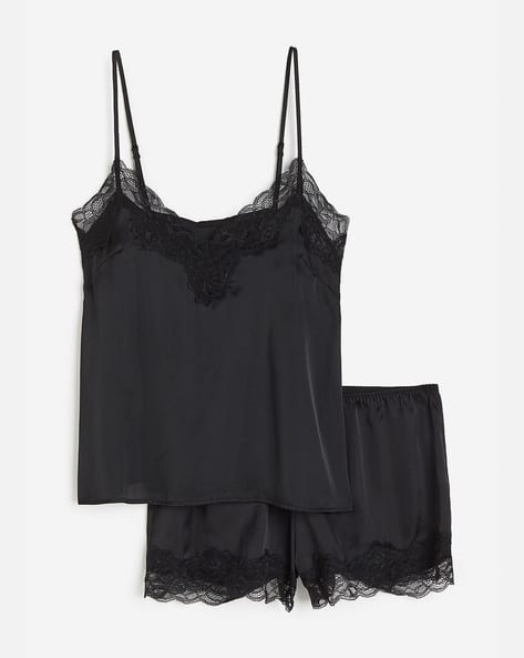 h&m satin top with lace