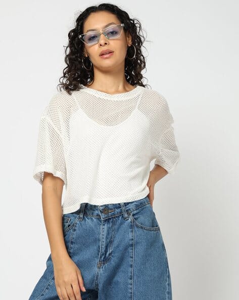 Women Oversized Fit Mesh Top