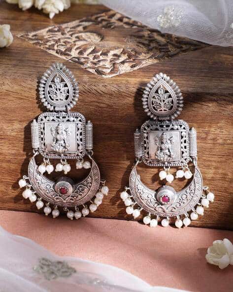 Buy Silver-toned Earrings for Women by Rubans Online