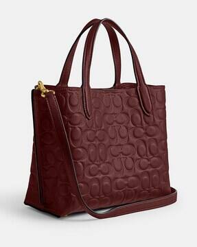 レディース coach leather tote bag burgundy ivory