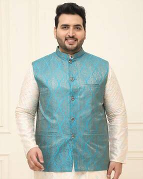Men Regular Fit Nehru Jacket with Slit Pockets-image-38