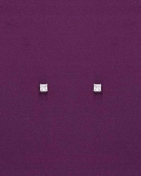Women Sterling Silver Cubic Zirconia-Studded Stud Earrings-image-43
