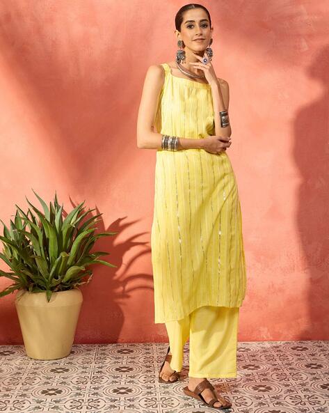 Women Embellished Straight Kurta Set Price in India