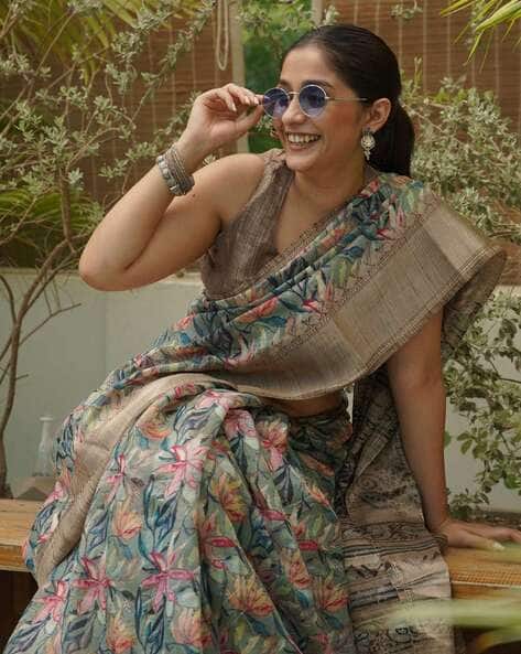 MIRCHI FASHION Women Floral Print Saree with Contrast Border