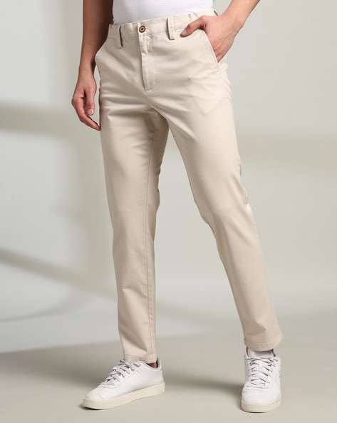 Men Flat-Front Cropped Chinos