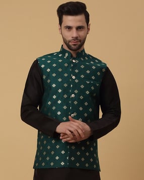 kraft india Men Woven Mandarin-Collar Nehru Jacket-picture-37