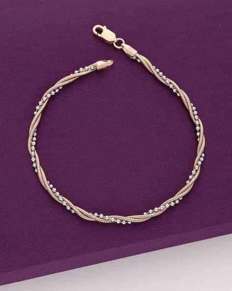 Women Silver Twisted Vine Italian Casual Rose Gold Bracelet