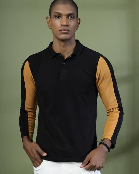 Men Slim Fit Polo T-Shirt with Full Sleeves