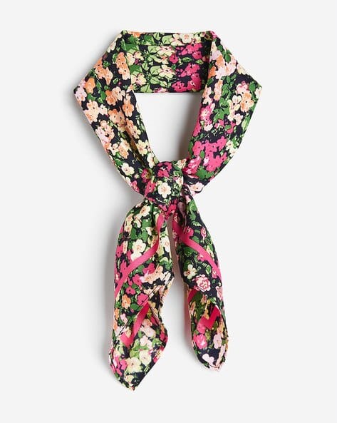 Women Satin Floral Scarf