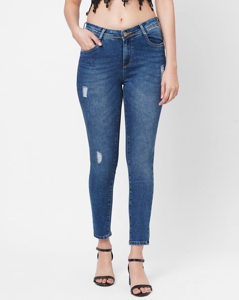 Women Lightly Washed Distressed Skinny Fit Jeans