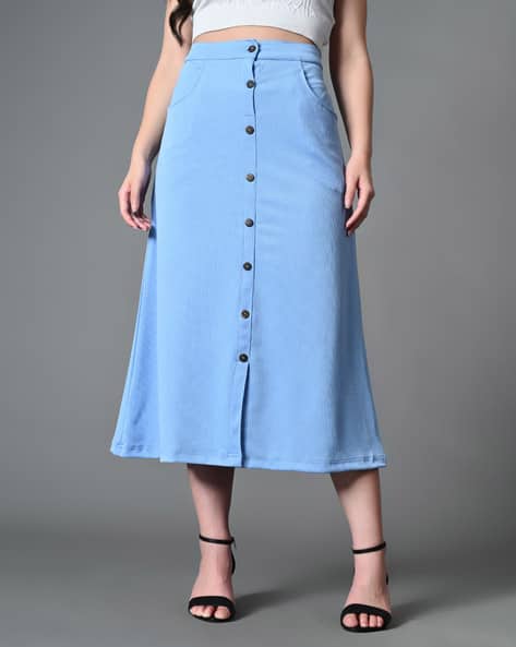 Myshka Women A-Line Skirt with Button Closure