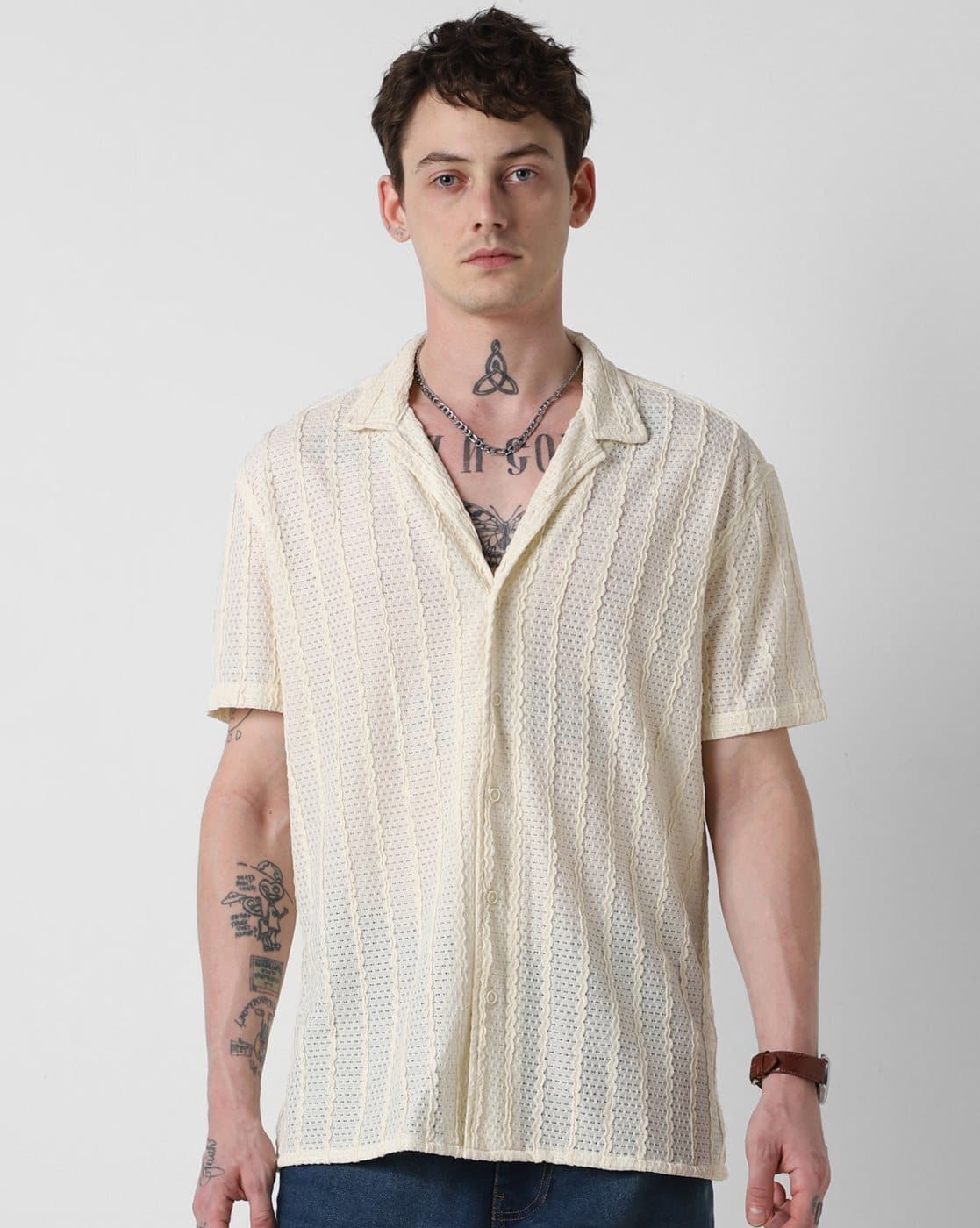 Buy Vastrado men Oversized Fit Lapel-Collar Shirt Online | Ajio.com