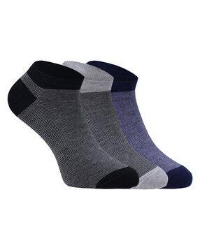 usoxo Pack of 3 Striped Ankle-Length Socks-picture-13