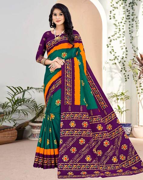 Woven Saree with Contrast Border