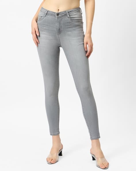 Women Mid-Wash Distressed High-Rise Skinny Fit Jeans