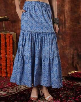 Women Floral Print Flared Skirt