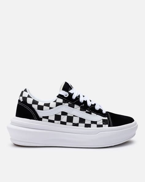 Platform Vans Old Skool Black And White Checkerboard Slip Ons