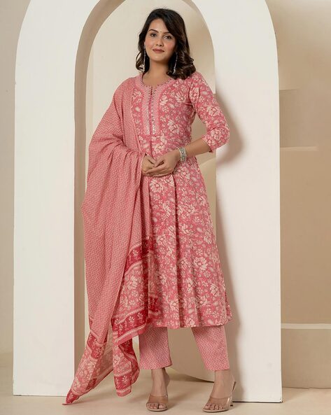 Women Embroidered Anarkali Kurta Set Price in India