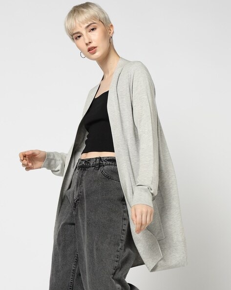 Mm lafleur - ono store cardigan merino wool sweater loose open front pockets grey