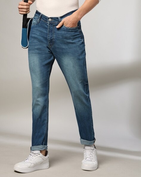 Men Lightly Washed Slim Fit Jeans