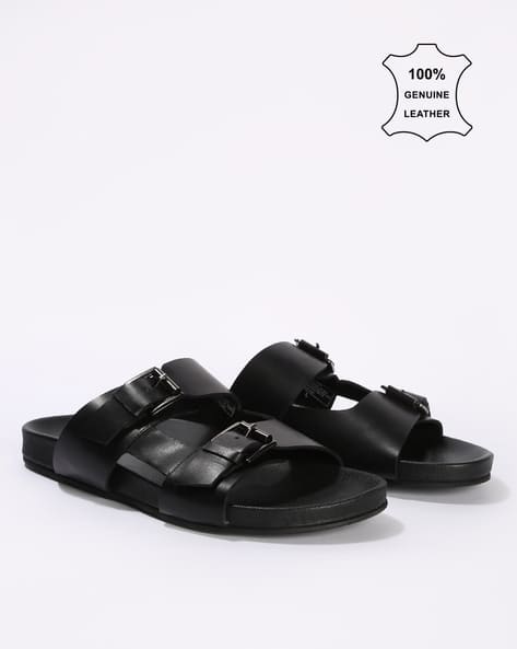 Men Genuine Leather Double-Strap Sandals