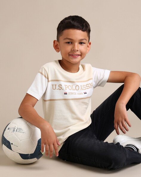 Boys Brand Print Regular Fit Crew-Neck T-Shirt