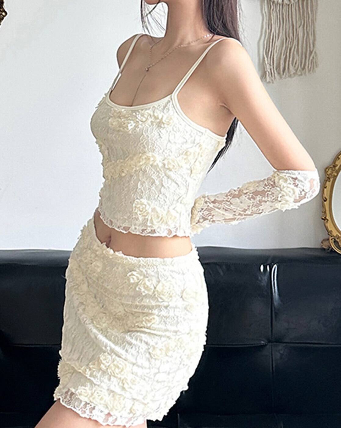 【Lure you in】SKIRT & LACE TOPS Buy Off white Co-ord Sets for Women by Lulu & Sky Online