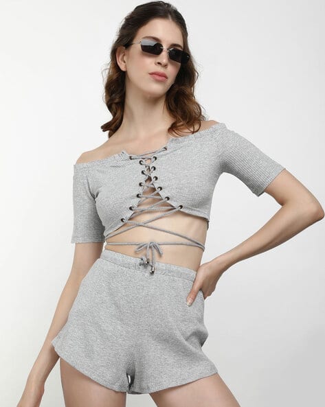 Lulu & Sky Women Off-Shoulder Top with Shorts