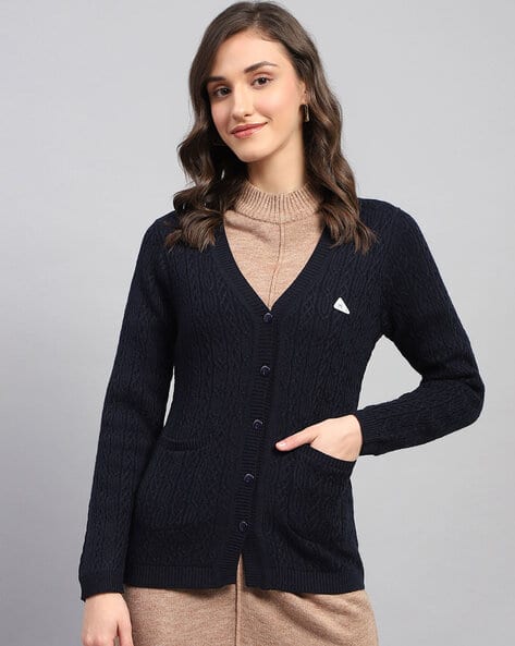 Women Logo Patch Cardigan with Button-Closure