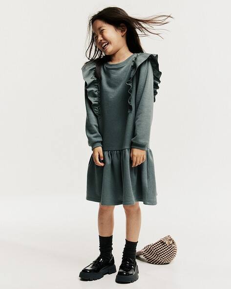 Buy Dark dusty green Dresses & Frocks for Girls by H&M Online | Ajio.com