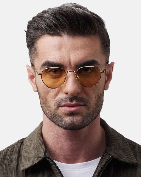 Men Fuji-Sun UV-Protected Full-Rim Round Sunglasses